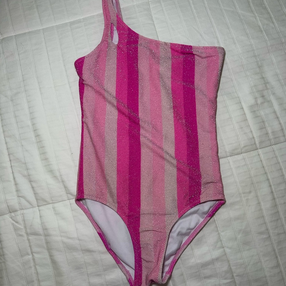 Zara Pink Striped Kids Swim One Piece